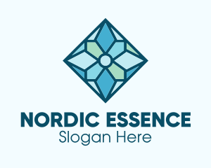 Blue Snowflake Stained Glass logo design