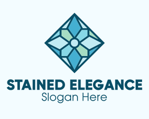 Blue Snowflake Stained Glass logo design