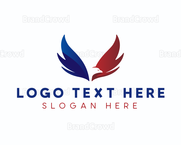 America Flying Eagle Letter V Logo