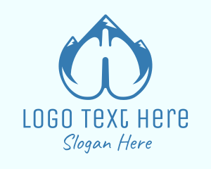 Lungs - Blue Respiratory Lungs Mountain logo design