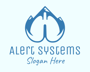 Blue Respiratory Lungs Mountain logo design