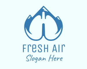 Blue Respiratory Lungs Mountain logo design