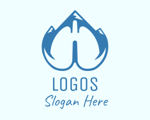 Health - Blue Respiratory Lungs Mountain logo design