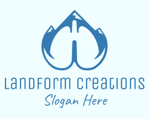 Landform - Blue Respiratory Lungs Mountain logo design