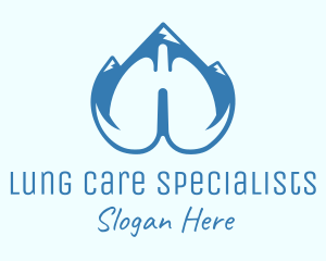 Blue Respiratory Lungs Mountain logo design