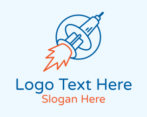 Clinical Trial - Syringe Vaccine Rocket logo design