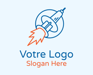 Syringe Vaccine Rocket Logo