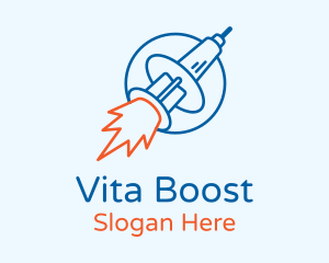 Vitamins - Syringe Vaccine Rocket logo design