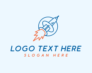 Vitamins - Syringe Vaccine Rocket logo design