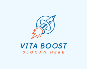 Syringe Vaccine Rocket logo design