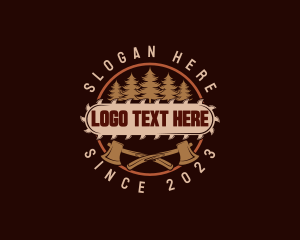 Tree - Forestry Axe Saw Cutter logo design