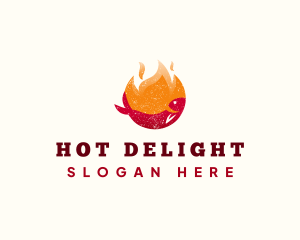 Flame Fish Grilling logo design