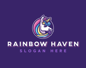 Unicorn Pegasus Paint logo design