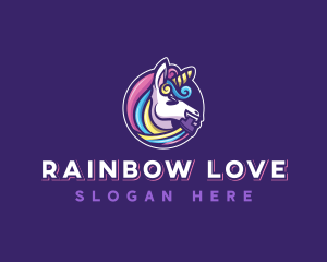 Unicorn Pegasus Paint logo design