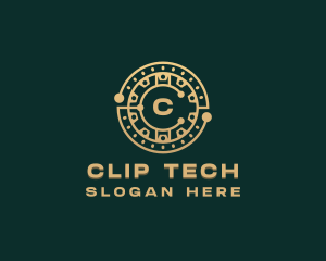 Cryptocurrency Tech Circuit logo design