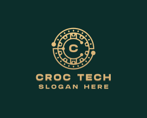 Cryptocurrency Tech Circuit logo design