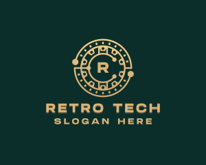 Cryptocurrency Tech Circuit logo design