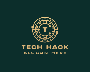 Cryptocurrency Tech Circuit logo design