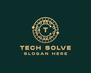 Cryptocurrency Tech Circuit logo design