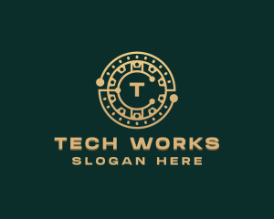 Cryptocurrency Tech Circuit logo design