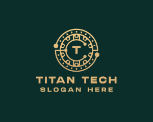 Cryptocurrency Tech Circuit logo design