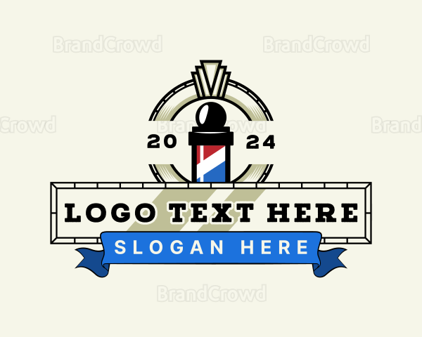 Barber Pole Haircut Grooming Logo