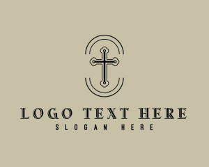 Temple - Sacred Cross Religion logo design