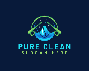 Pressure Wash Droplet Cleaning logo design