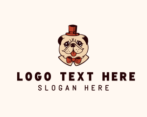 Hat - Gentleman Pug Dog logo design