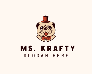 Gentleman Pug Dog Logo