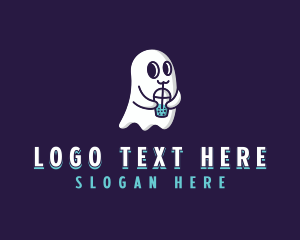 Spooky - Ghost Bubble Tea logo design