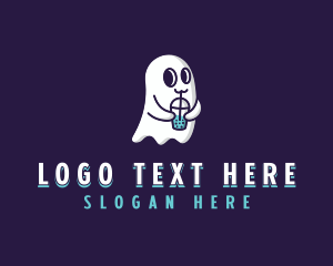 Spooky - Ghost Bubble Tea logo design