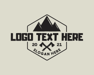 Glamping - Mountain Camping Axe logo design