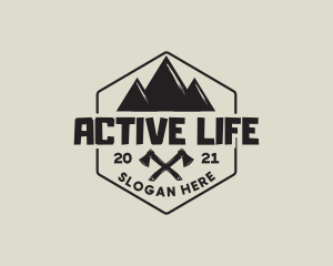 Mountain Camping Axe logo design