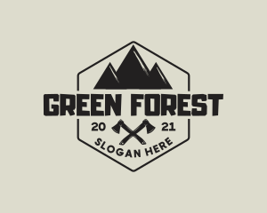 Woods - Mountain Camping Axe logo design