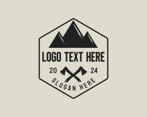 Glamping - Mountain Camping Axe logo design