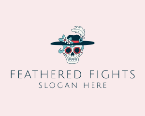 Feather Hat Skull logo design