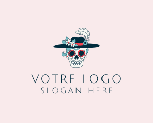 Scary - Feather Hat Skull logo design