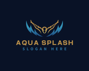 Swimming - Swimming Lightning Wave logo design