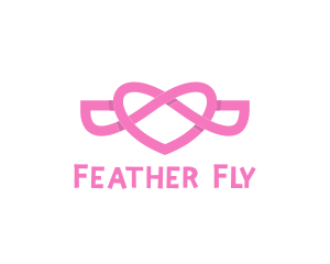 Pink Flying Heart Wings logo design