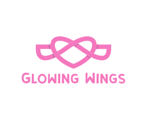 Pink Flying Heart Wings logo design