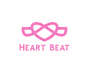 Pink Flying Heart Wings logo design