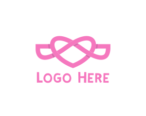 Pink And White - Pink Flying Heart Wings logo design