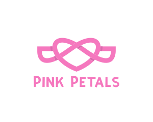 Pink Flying Heart Wings logo design