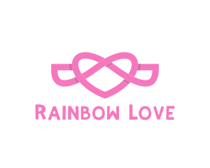 Pink Flying Heart Wings logo design