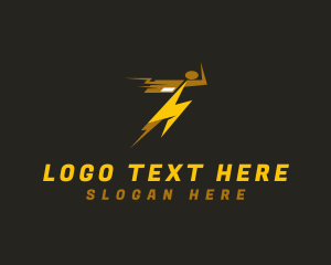 Transport - Lightning Speed Parcel Man logo design
