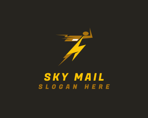 Lightning Speed Parcel Man logo design