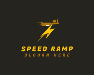 Lightning Speed Parcel Man logo design