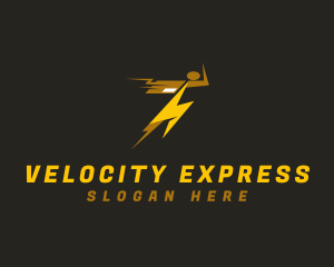 Lightning Speed Parcel Man logo design