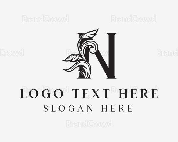 Medieval Vine Letter N Logo